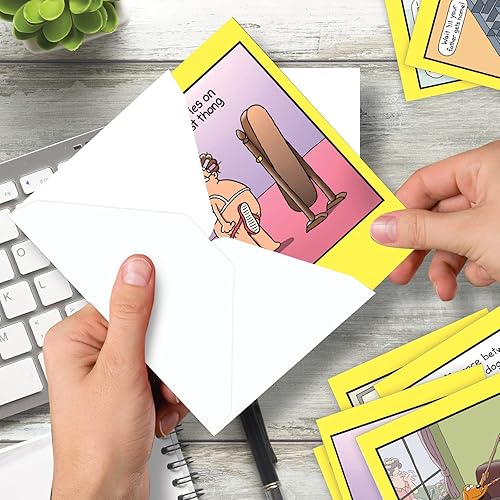 Miniatura 7 de NobleWorks - Juego de 36 cajas surtidas divertidas tarjetas de felicitación en blanco con sobres, paquete variado de humor mixto - Amistad para