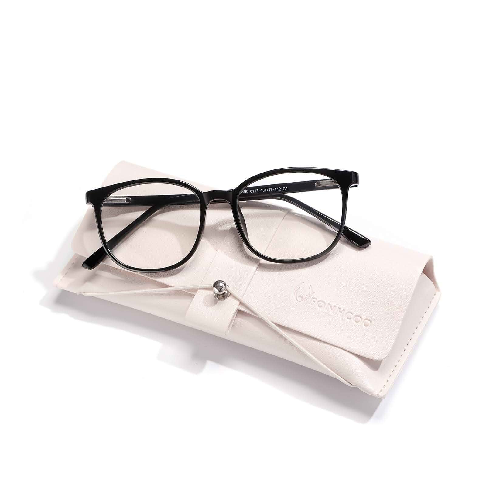 FONHCOO Blue Light Blocking Glasses Fashion Round TR90 Frame Transparent Eyewear Anti UV Computer Glasses for Women Men