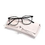 FONHCOO Blue Light Blocking Glasses Fashion Round TR90 Frame Transparent Eyewear Anti UV Computer Glasses for Women Men (Black)