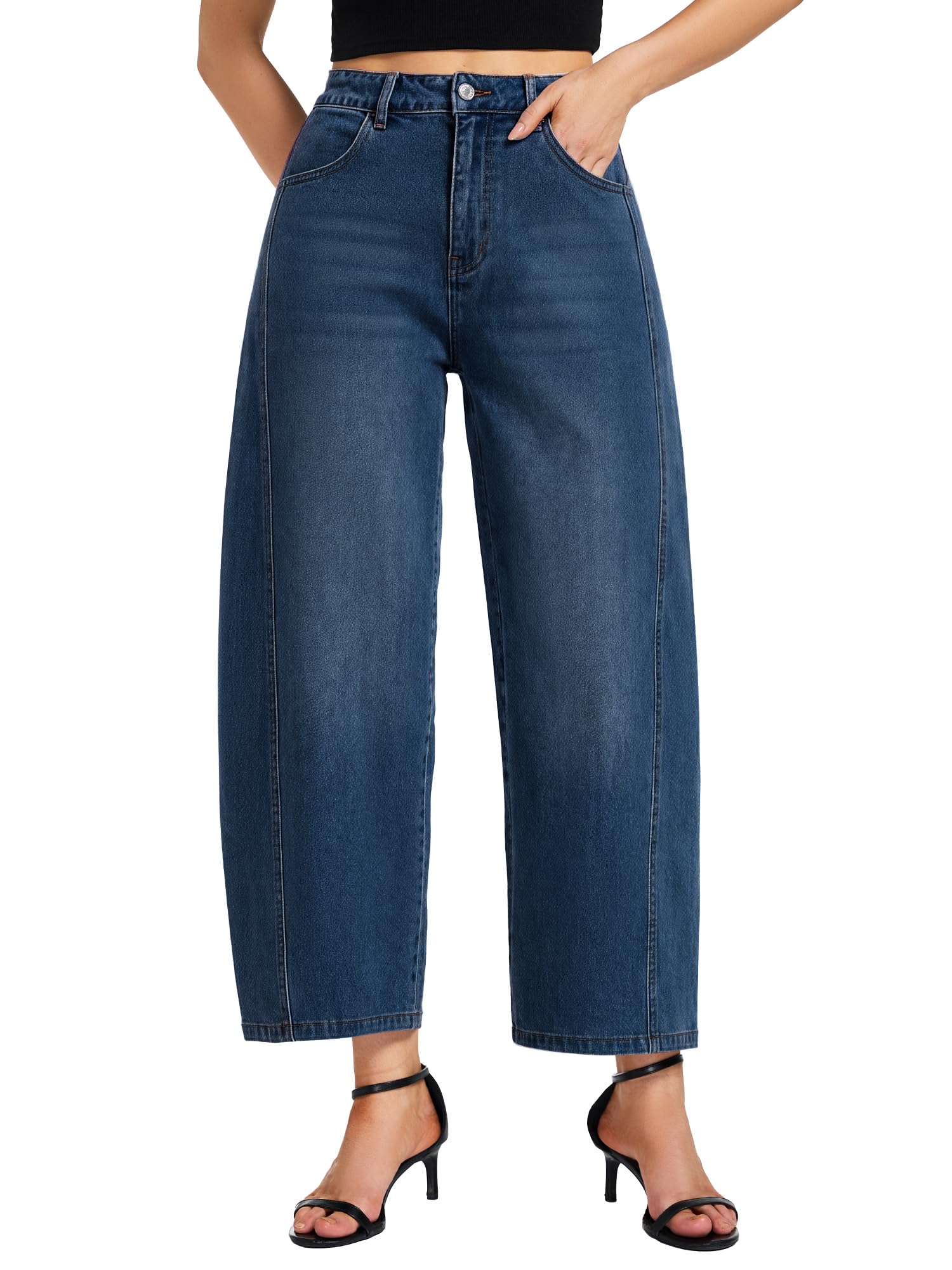 Barrel Jeans Damen High Waist Stretch Denim Ballon Hose Damen