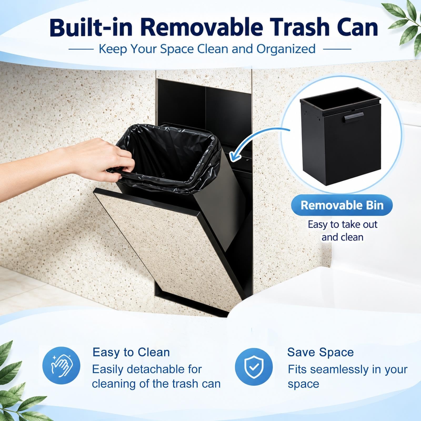 Nicho de Ducha Empotrable Nicho Empotrado Para Papel Higiénico Con Papelera