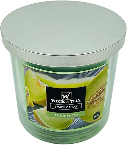 Miniatura 3 de Wick & Wax - Velas perfumadas en tarro de 3 mechas de 14 onzas Honeydew de Wick & Wax, levanta tu espíritu con la fragancia refrescante y agradable