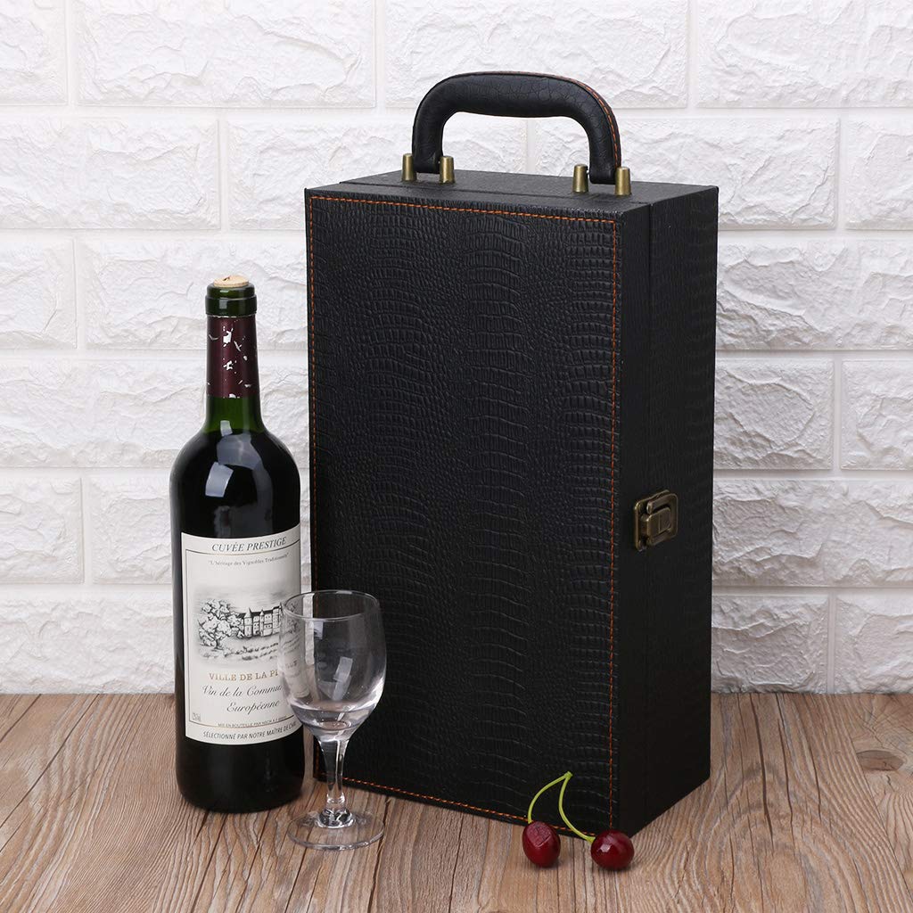 boîte de Bouteille de vin en Cuir Sac de Luxe 2 vin Rouge Champagne fourre-Tout poignée de Transport étui de Voyage Organisateur Cadeau