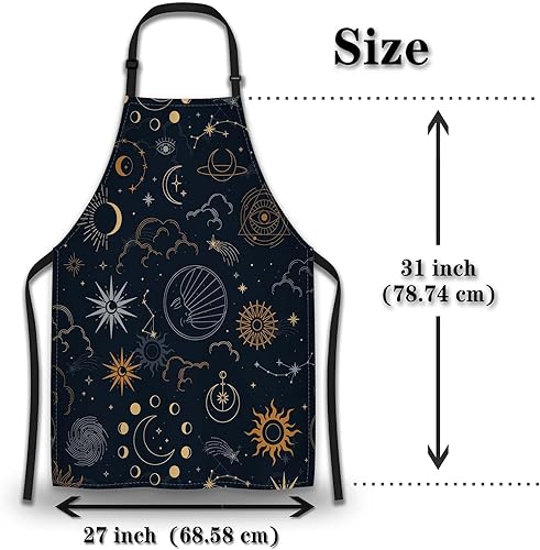 Miniatura 2 de Delantal de jardín para hombres, sol, luna, estrella, divertido delantal para mujeres, para cocina, restaurante, barbacoa, pintura, manualidades,