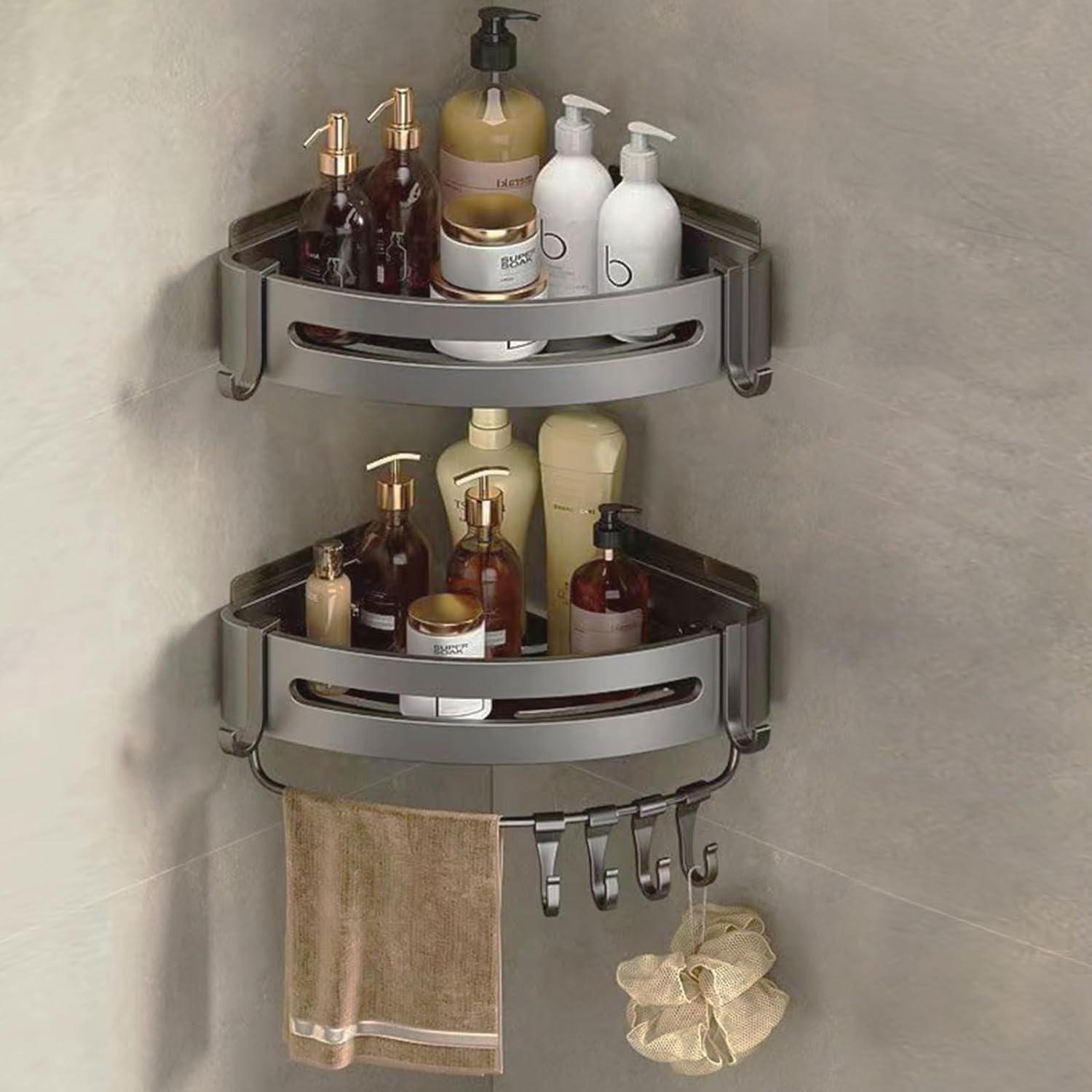 Sveudvdis Shower Corner Shelf Caddy 2 Pack Organizer Bathtub Storage Shampoo Holder Rust Proof Shower Rack with Soap