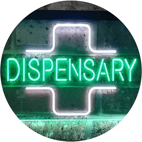 ADVPRO Dispensary Cross Shop - Letrero de neón LED de doble color, blanco y verde, 16 x 12 pulgadas, st6s43-i3205-wg