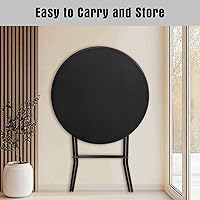 Vista 6 de GUAGUA - Mesa alta plegable redonda de 32" de plástico - Mesa versátil de bar, cóctel y pub portátil para fiestas, bistró y eventos (Negro)