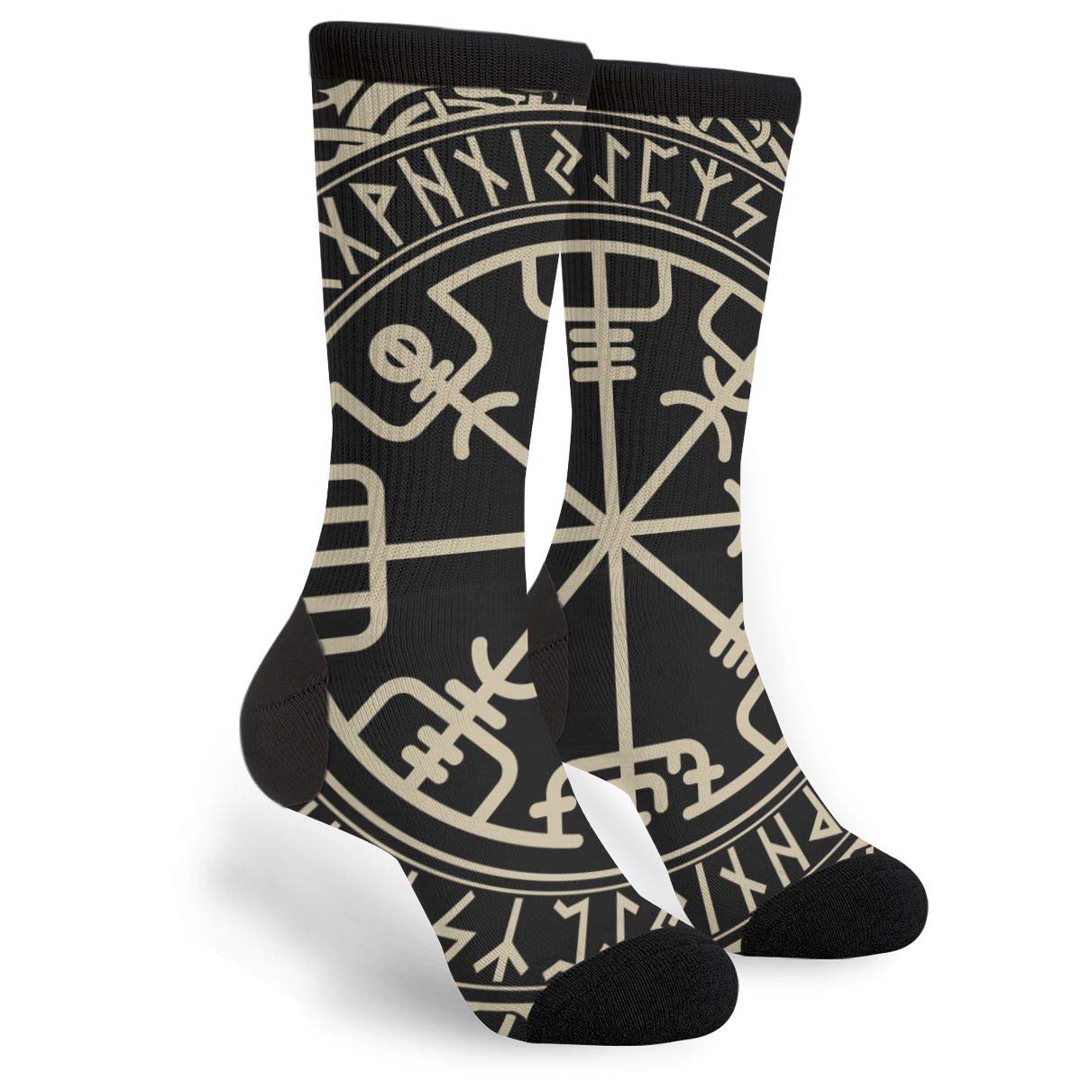 934 Novelty Trainer Socks Viking Magical Runic Compass Vegvisir Norse Runes Dragons Tattoo Socks Warmer Athletic Socks Unisex For Yoga Everyday Gifts 40Cm