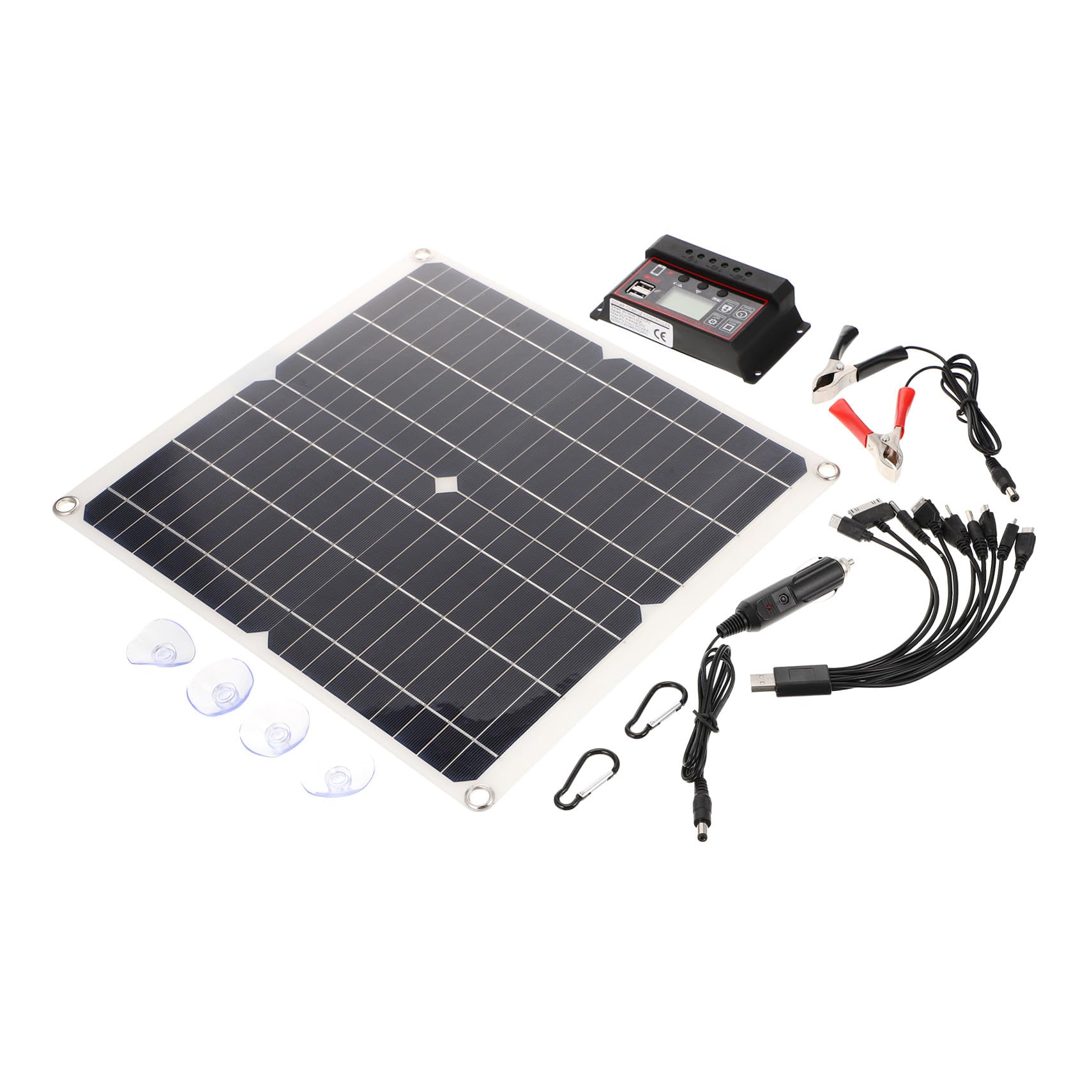 Kit Panneau Solaire Monocristallin Portable et avec Contrôleur Équipement de Charge Solaire Urgence pour Camping Randonnée et Outdoor