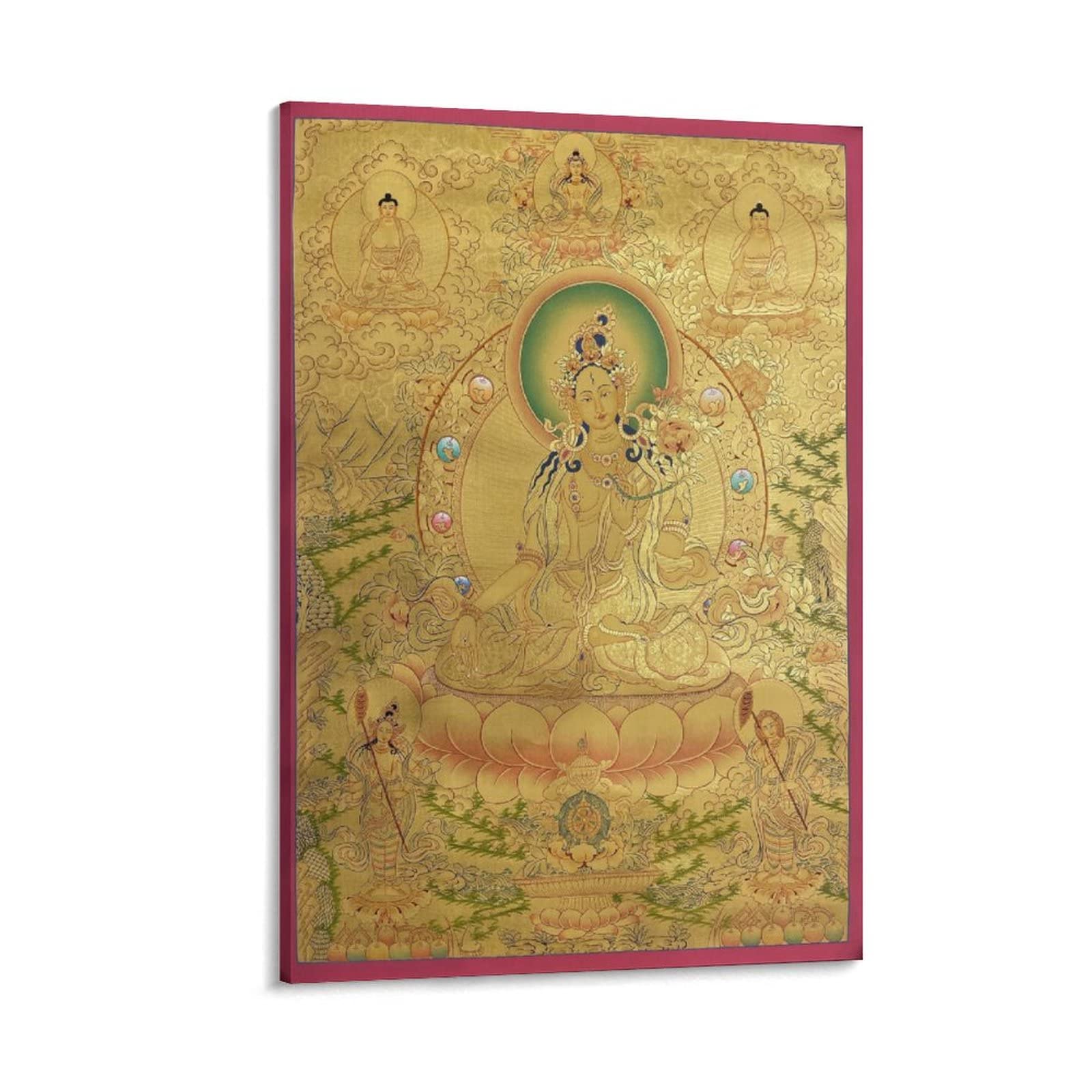 Tara bianca con Buddha Shakyamuni Buddismo Religione Meditazione Poster Decorazione per la casa Poster arte da parete Camera da letto Decorativa Estetica 40 x 60 cm