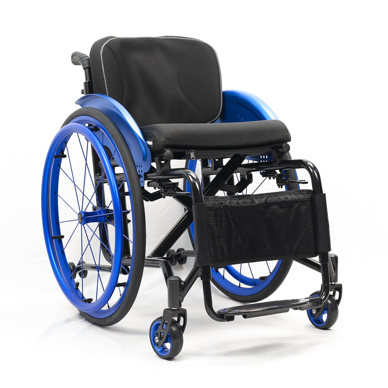 Sedia A Rotelle Leggera Per Adulti, Sedia A Rotelle Pieghevole Portatile, Sedia A Rotelle In Lega Di Alluminio, Sedia A Rotelle Manuale Semovente, Ruote Antiribaltamento, Freni A Mano(40cm/15.7in,Blue