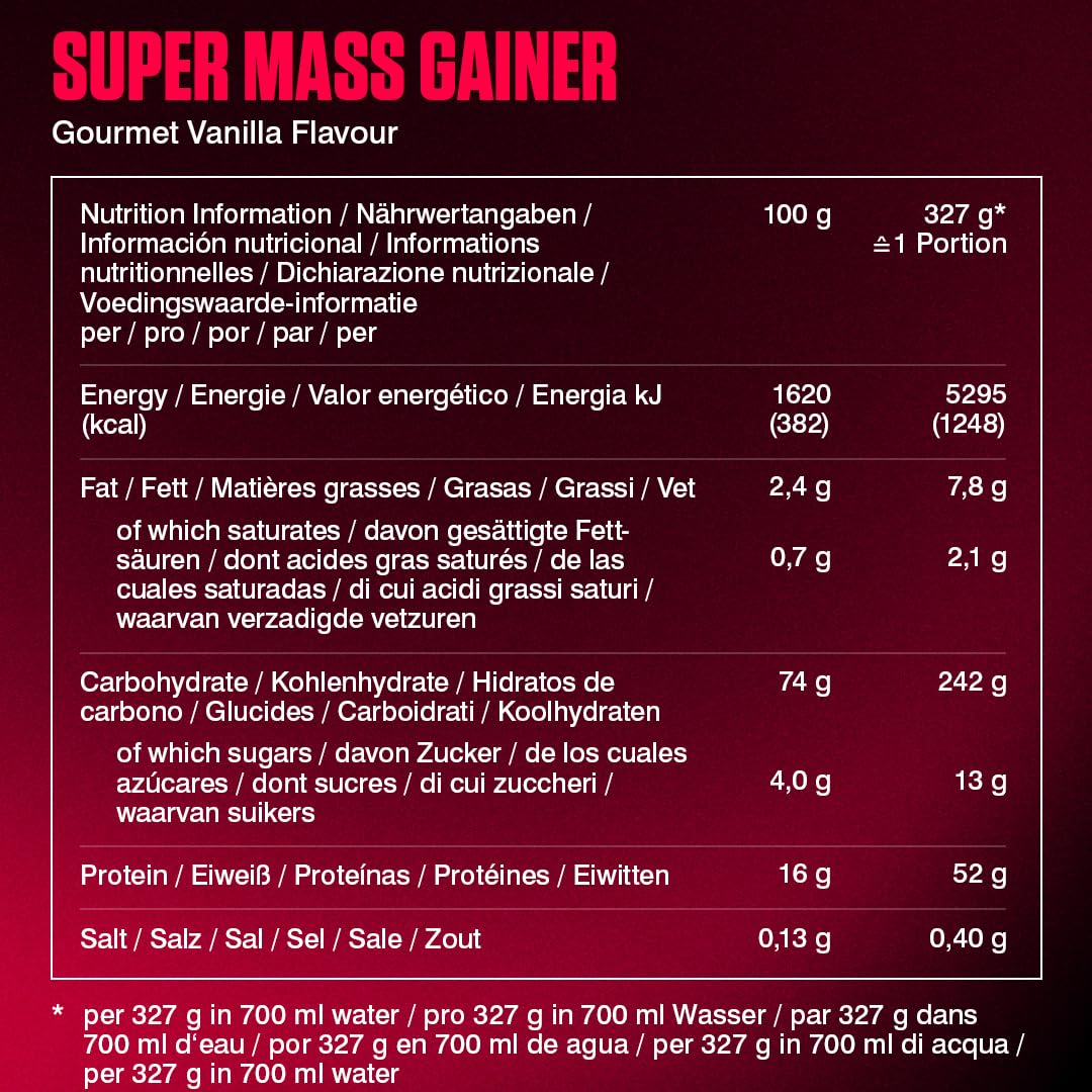 Dymatize Super Mass Gainer Gourmet Vanilla 2943g - Weight-Gainer Pulver + Kohlenhydrate, BCAAs und Casein