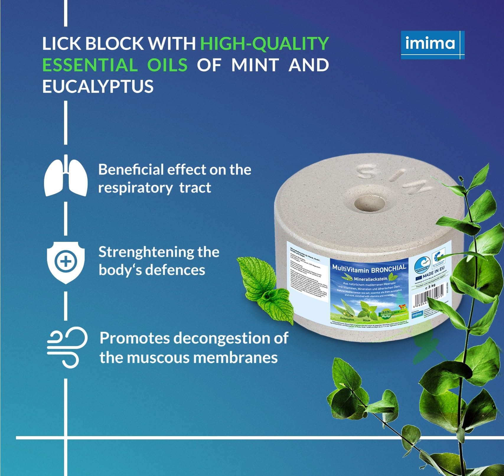 Mineral Lick Horse MultiVitamin BRONCHIAL Salt Lick Set 4 x 3kg - Pietre per leccare il sale per cavalli, pecore, capre, selvaggina e bovini - pietra minerale per leccare il sale