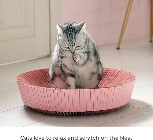 Miniatura 5 de KATRIS Nest - Cama rascador para gatos, para frotar, descansar y rascar (sin montar, rosa Hanami)