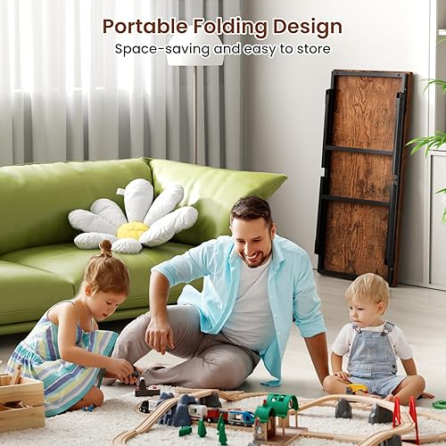 Miniatura 3 de ALLSTAND Mesa auxiliar plegable, pestillos para las patas, escritorio portátil y resistente para sentarse en el suelo, mesa de centro baja sin