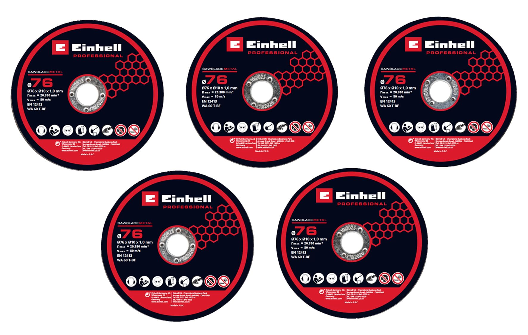 Einhell 5-piece 76mm Cutting Disc Set - Angle Grinder Accessories, Ø 76 mm, Mount 10mm - Suitable For All Suitable Angle Grinders, Including 5x Thin Cutting Discs