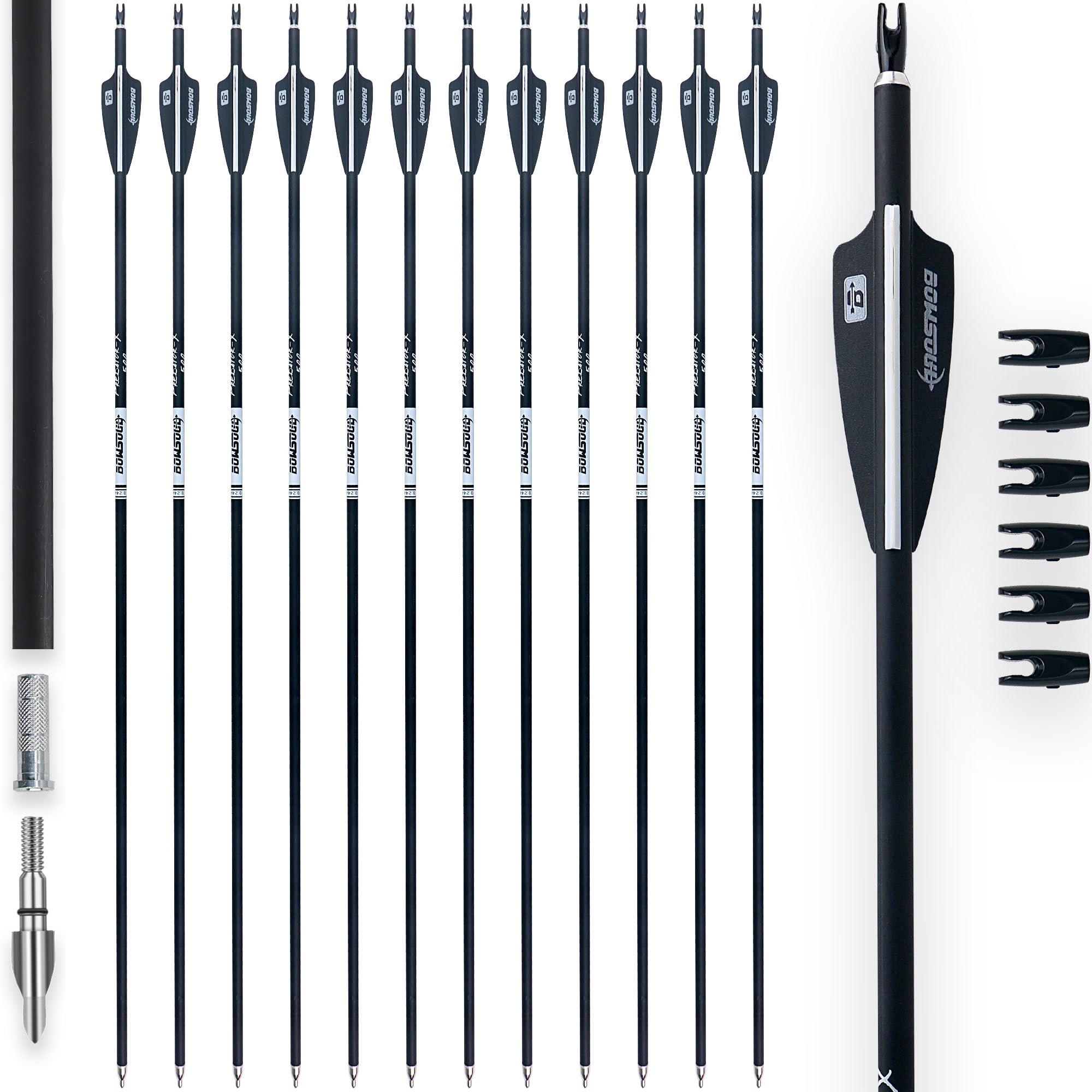 31Inch Carbon Arrows for Target Practice Hunting Arrow with Removable Tips for Compound & Recurve Bow(Pack of 12)