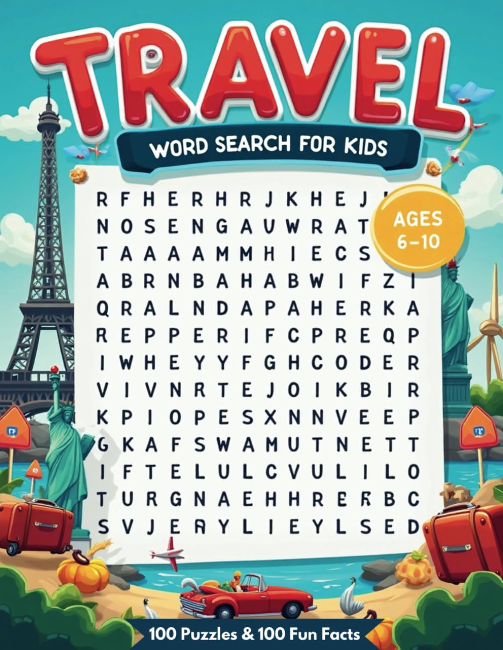 Travel Word Search for Kids – Fun Puzzles to Keep Kids Entertained on Planes & Road Trips: Screen-Free Fun for Kids Ages 6-10