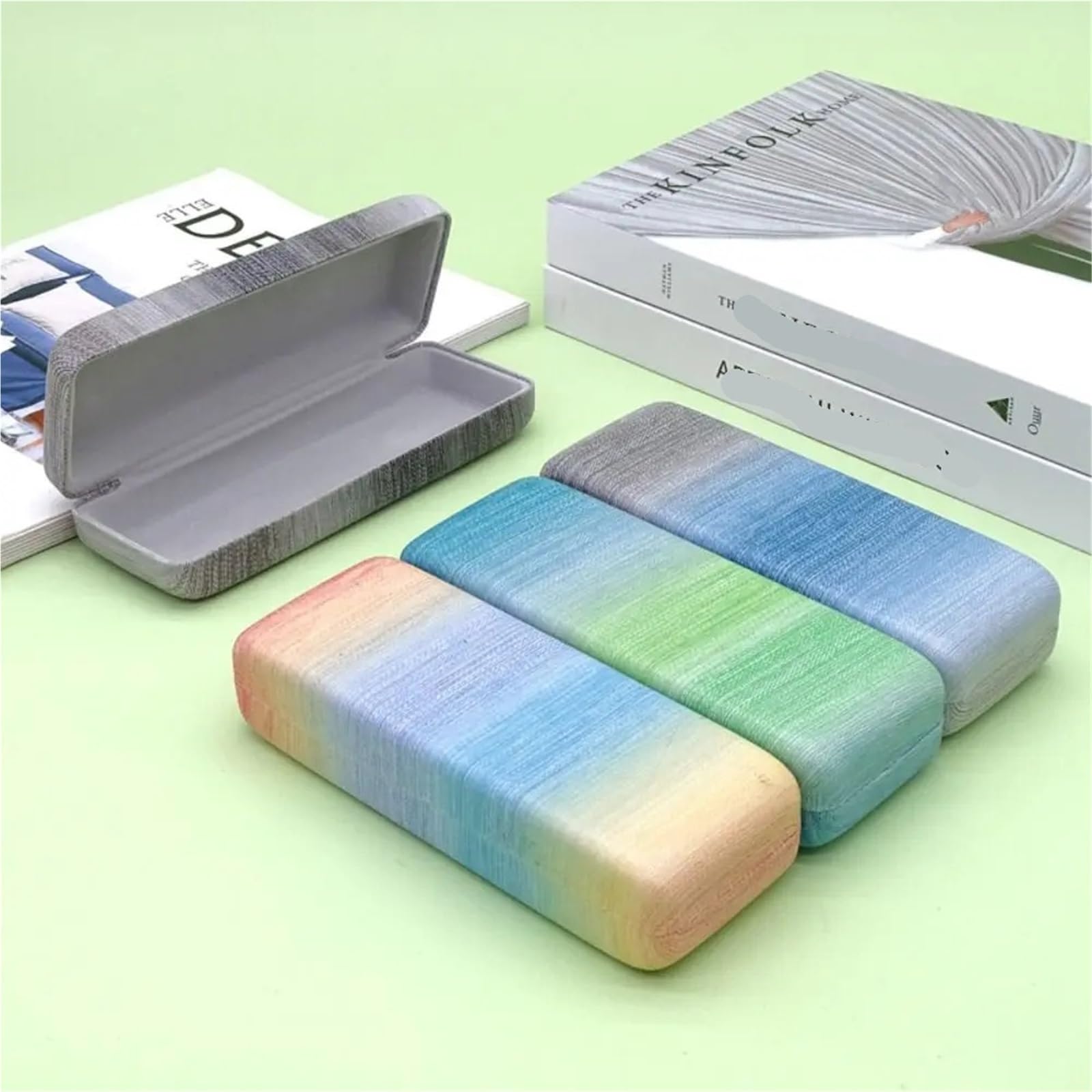 Organizadores de mostrador. Estuche portátil for Gafas de Colores del arcoíris (1 Unidad). Sencillo for Estudiantes(Grey)