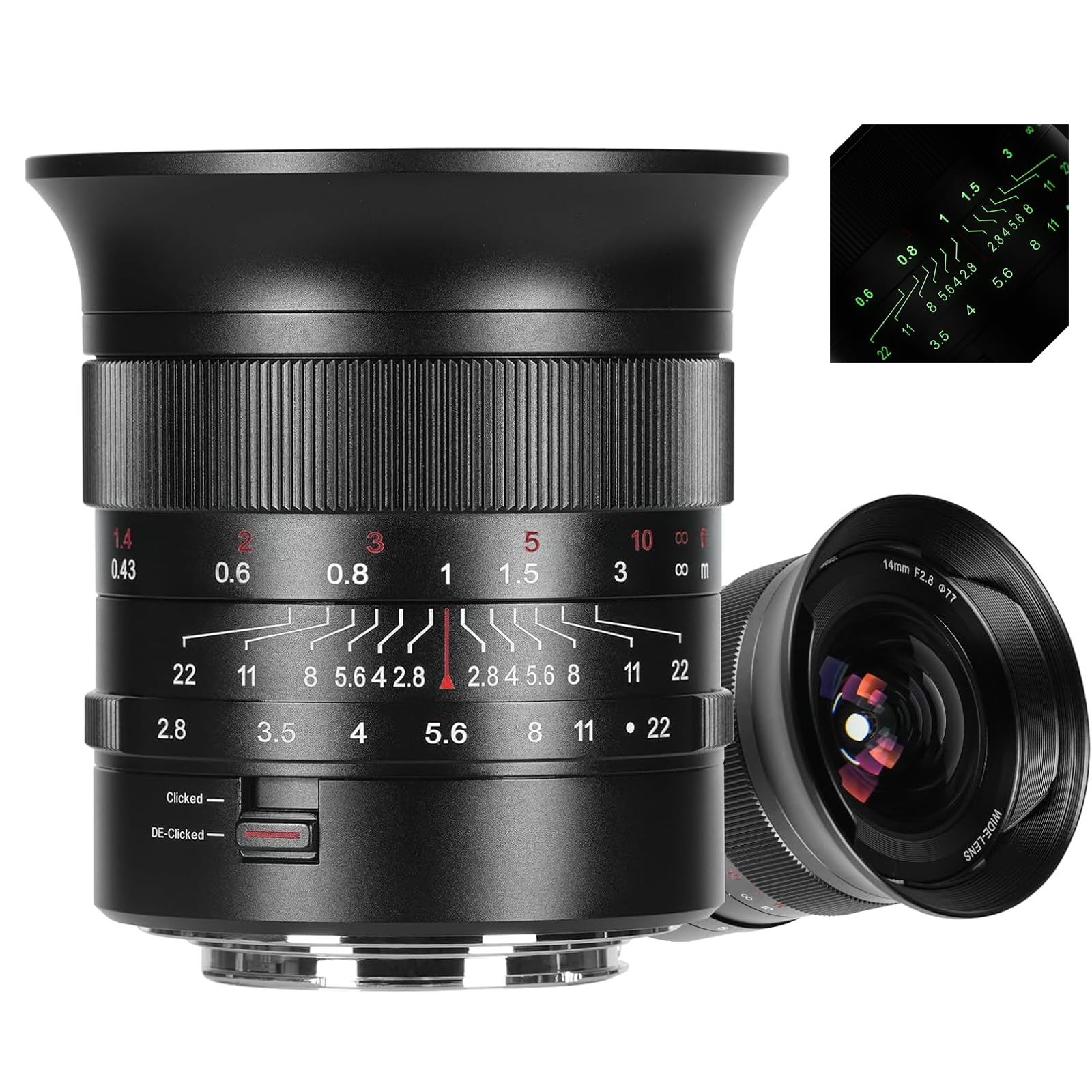 7Artisans 14mm F2.8 pour L-Mount Objectif,Grand Angle Plein Format Lentilles 116° Mise au Point Manuelle Compatible avec L-Mount Leica SL2/Lumix S1 S1H S5/Sigma FP L S1 S1H S5, Leica SL SL2