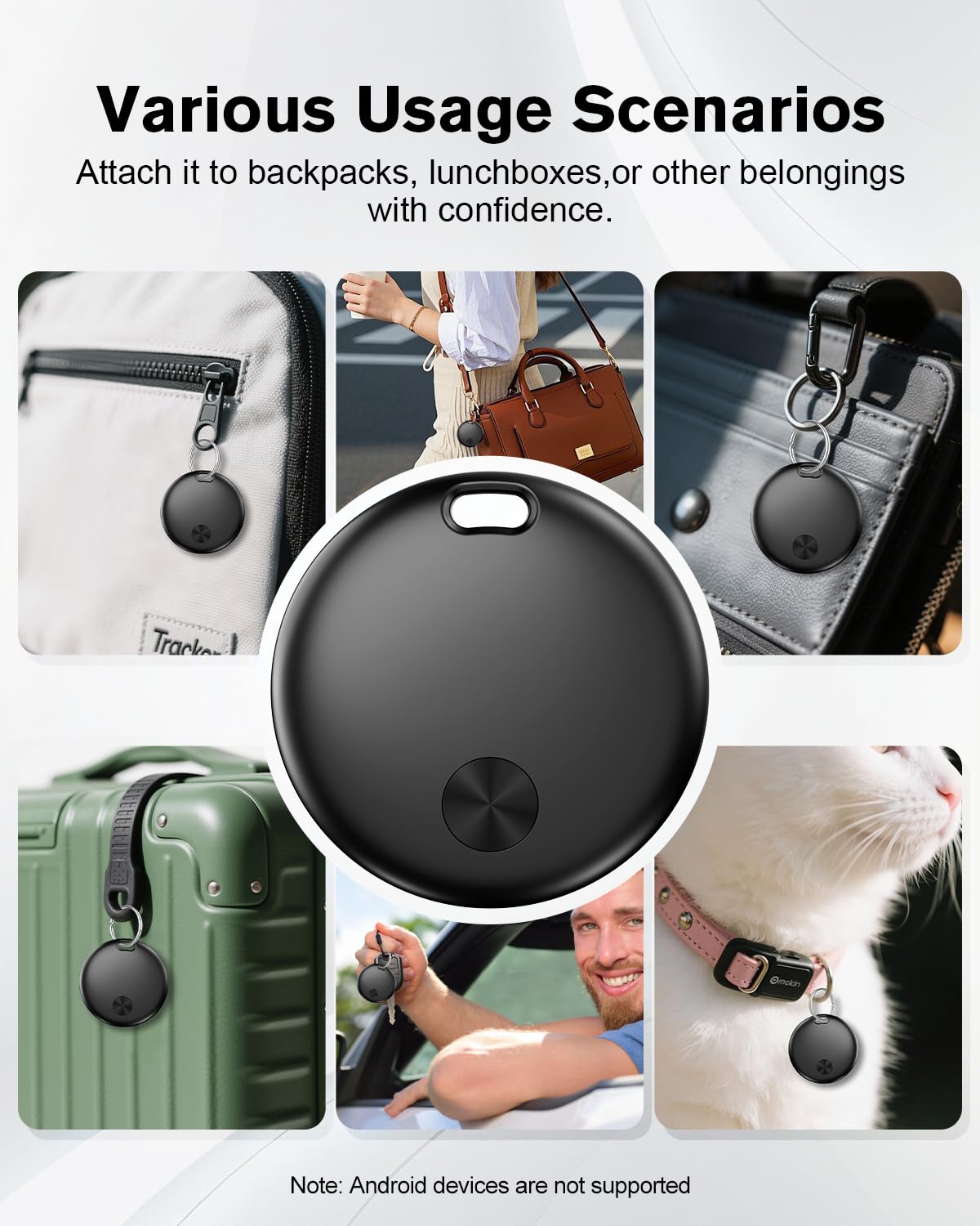 Air Tracker Tag Item Finder, Compatible with Apple Find My APP (iOS Only), IP67 Waterproof, Replaceable Battery, Suitable for Luggage, Bags, Wallets, Backpacks, Keys Tracking Tag -4Pack (weTag mini) — view 8