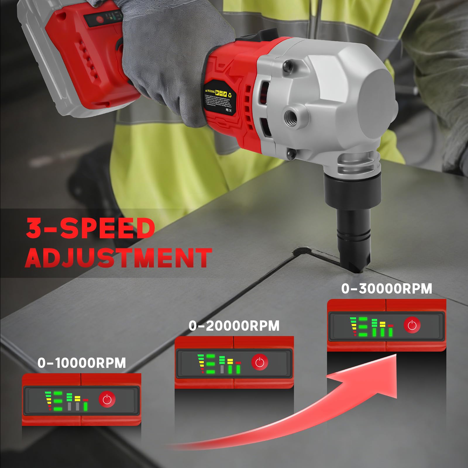 Nibbler de metal inalámbrico para batería Milwaukee de 18 V, cortador de metal sin escobillas con 3 velocidades, cortador eléctrico de acero para acero inoxidable, aluminio, 30000 RPM, bolsas