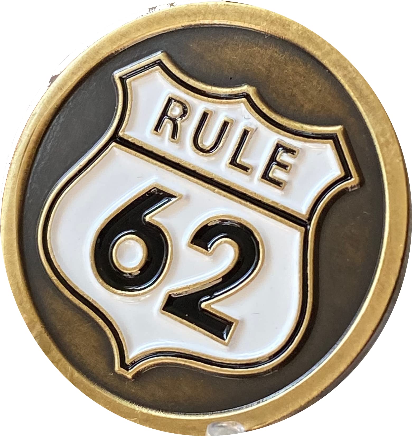 Rule 62 AA Medallion Distressed Black White Color Road Sign Sobriety Chip