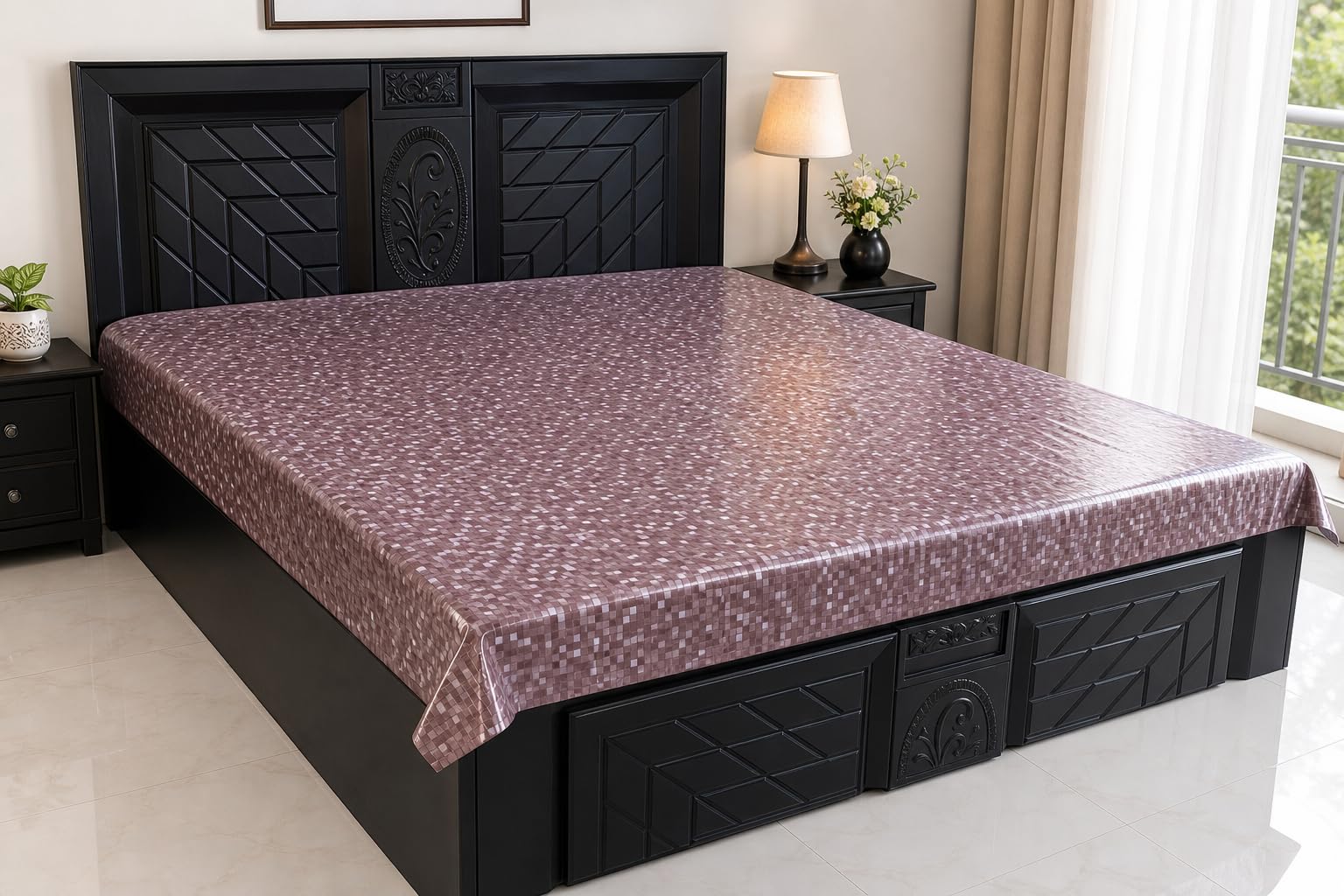 CASA-NEST Waterproof PVC Sheet Double Bed Mattress Protector (6.5x6ft, Colour and Design May Vary)-image-22