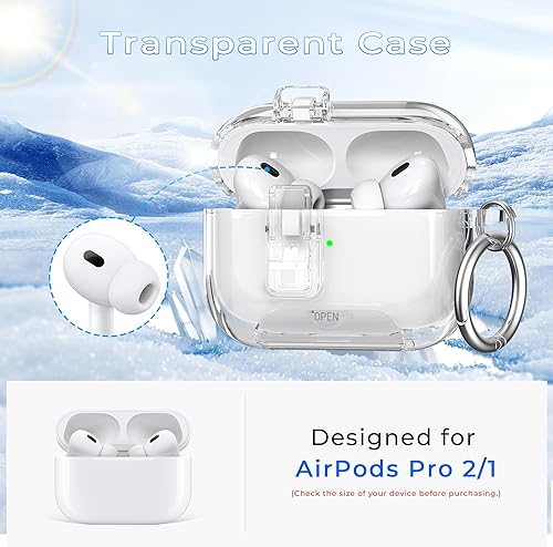 Miniatura 2 de R-fun Funda para AirPods Pro de 21 generación con llavero, accesorios de silicona de protección completa para mujeres y hombres, con funda de carga