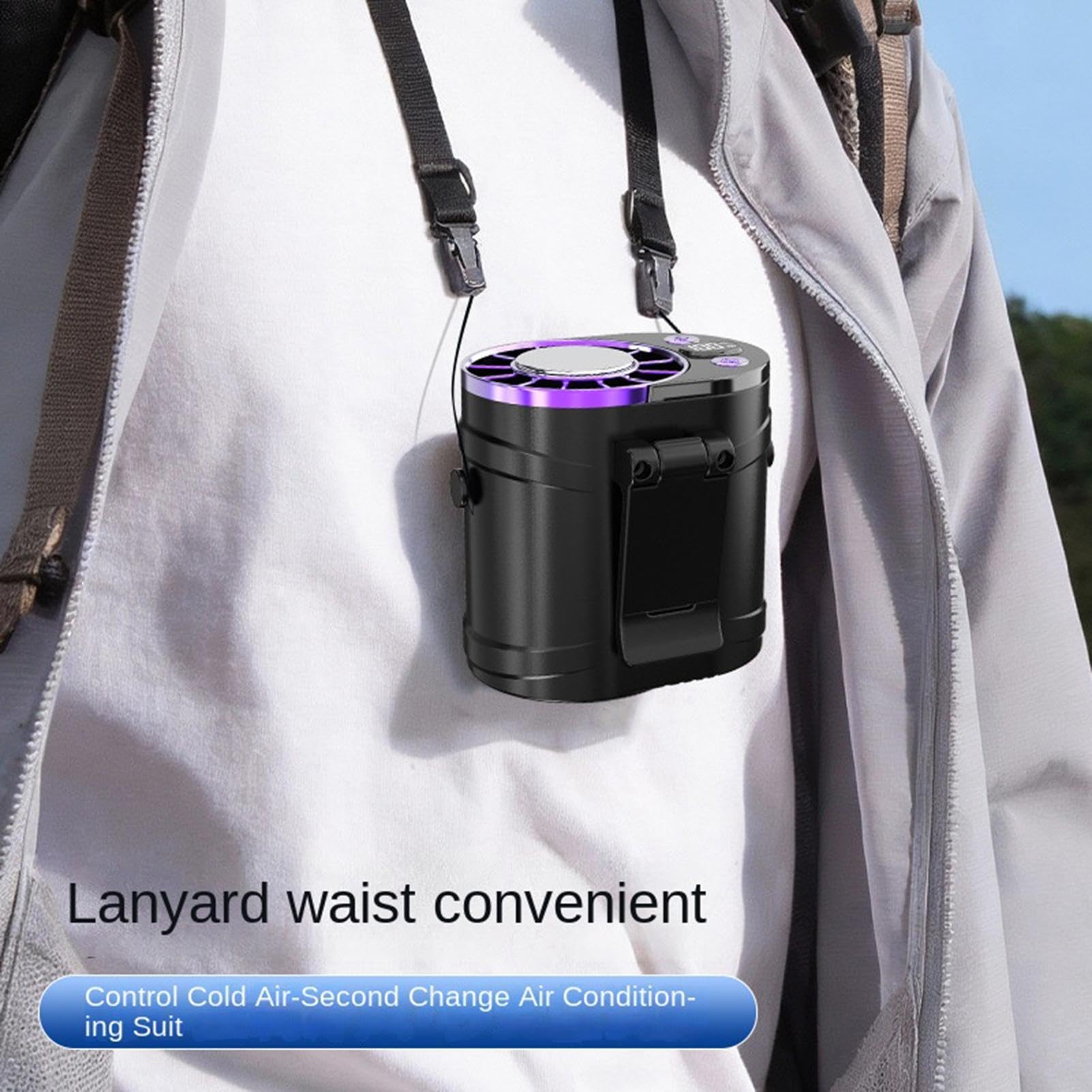 Ventilatore portatile a clip di dimensioni – 100 velocità display a LED accessorio rinfrescante portatile – Mini ventilatore da cintura a batteria con morsetto, per cantiere all'aperto casa