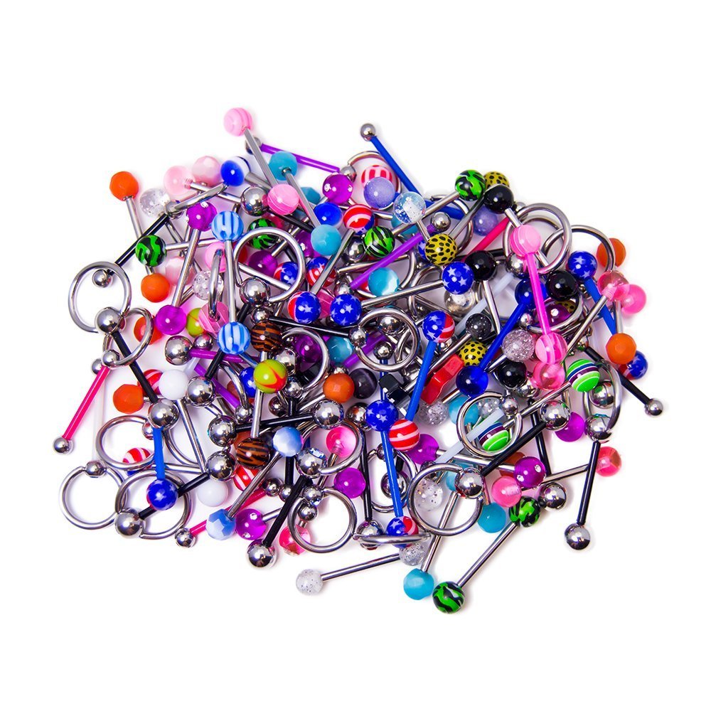 100 Tongue Ring Nipple Ring Assorted Packs - Perfect for Small Shops or Individuals