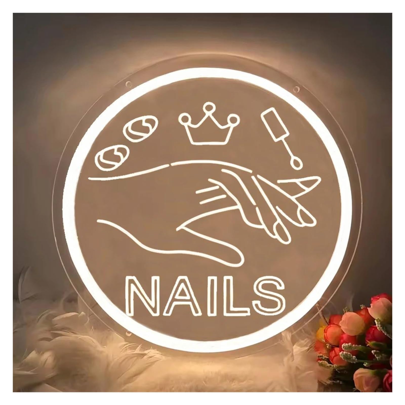 SHOUXI Sign Lamp Nails Neon Sign for Nail Shop Beauty Shop Decoration Business Signs Room Wall Decoration Lights 30x30cm(B)