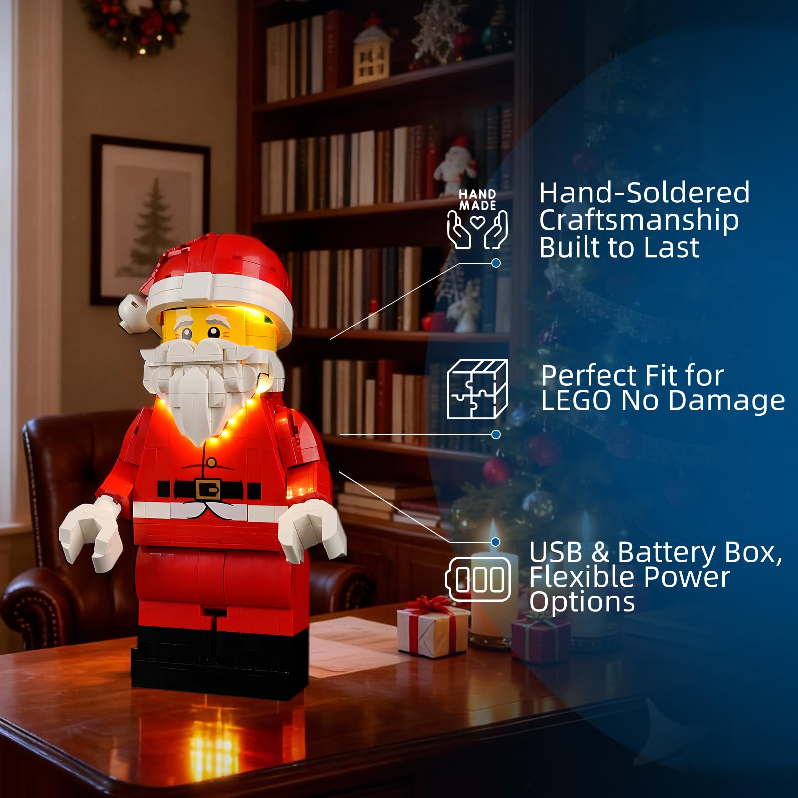 YEABRICKS LED Light for Lego-40820 minifigures Up-Scaled Santa Minifigure Building Blocks Model (Building Set NOT Included) - Image 4