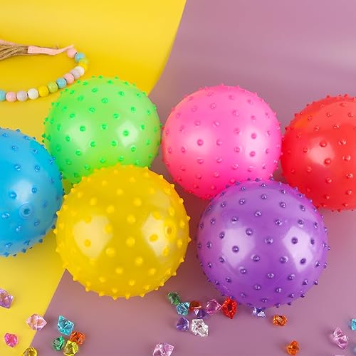 Miniatura 5 de LOVEINUSA 6 bolas de rebote, bolas Knobby con bomba de 6 pulgadas, bolas sensoriales de masaje puntiagudas para bebés y niños pequeños