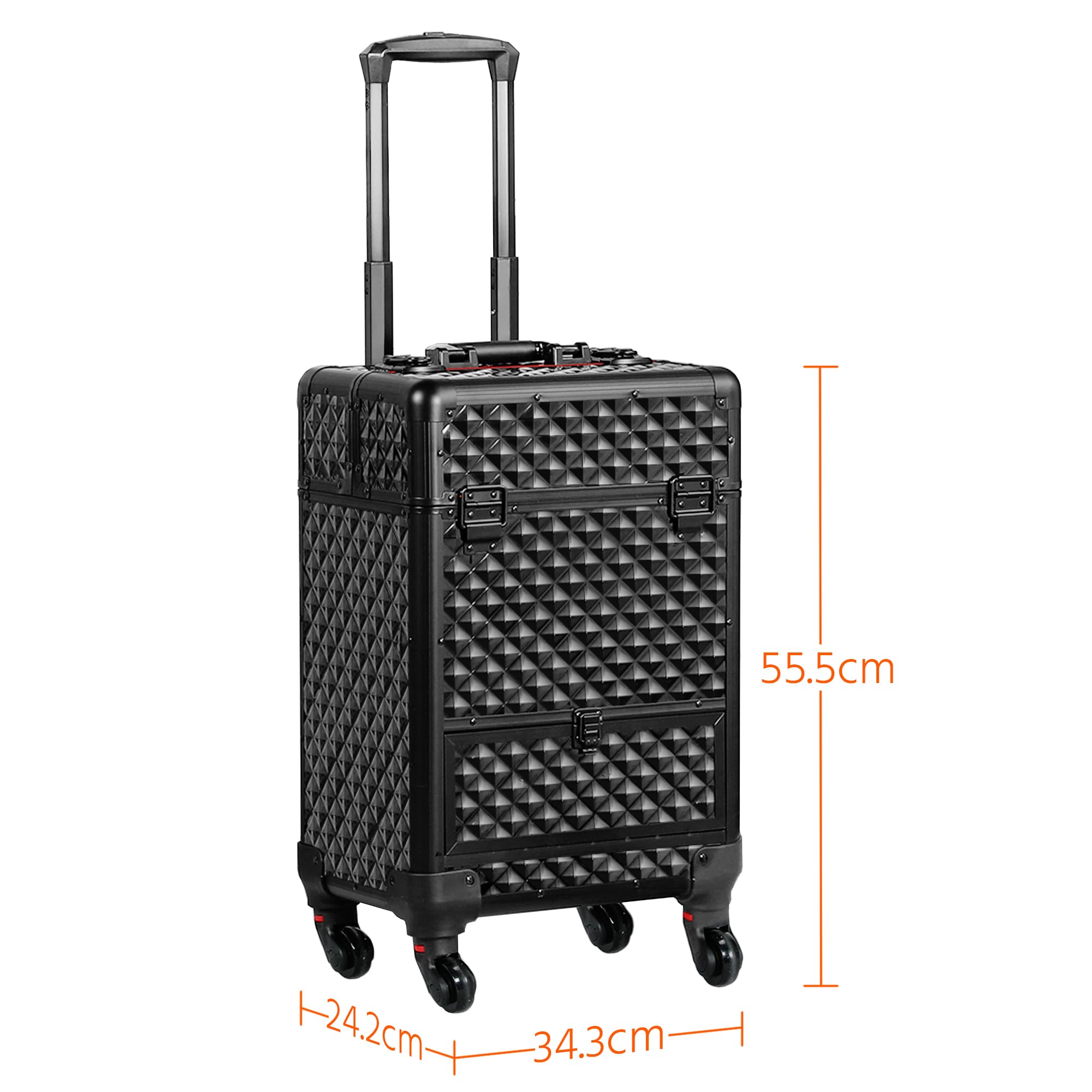 Yaheetech Valigia Trolley Make Up da Trucco Professionale 4 Vassoi Beauty Case da Viaggio per Estetista Nera