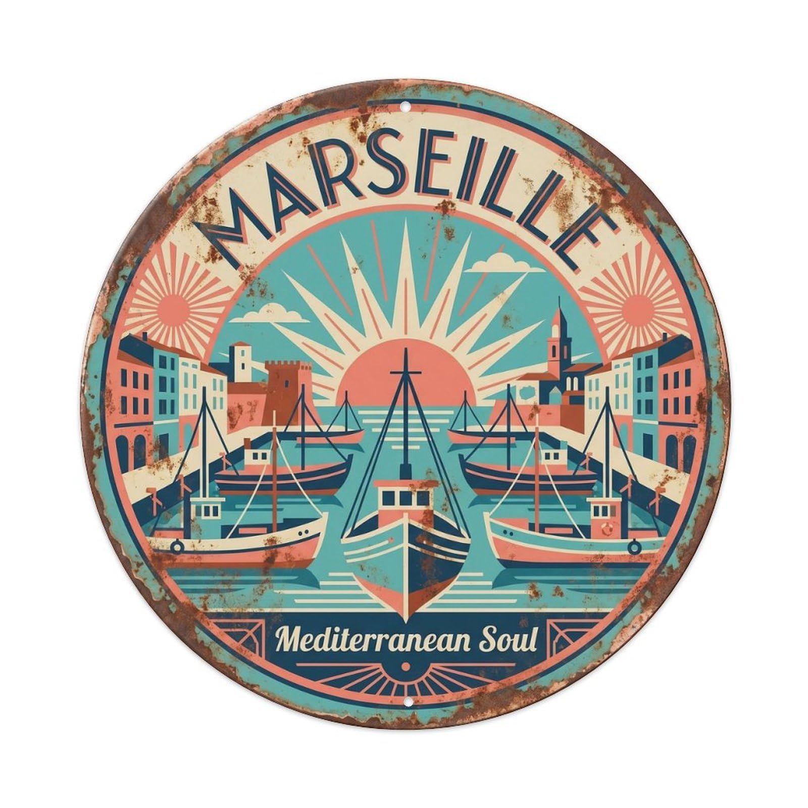 Harbor Mediterranean Kitchen Waterfront Metal Tin Sign