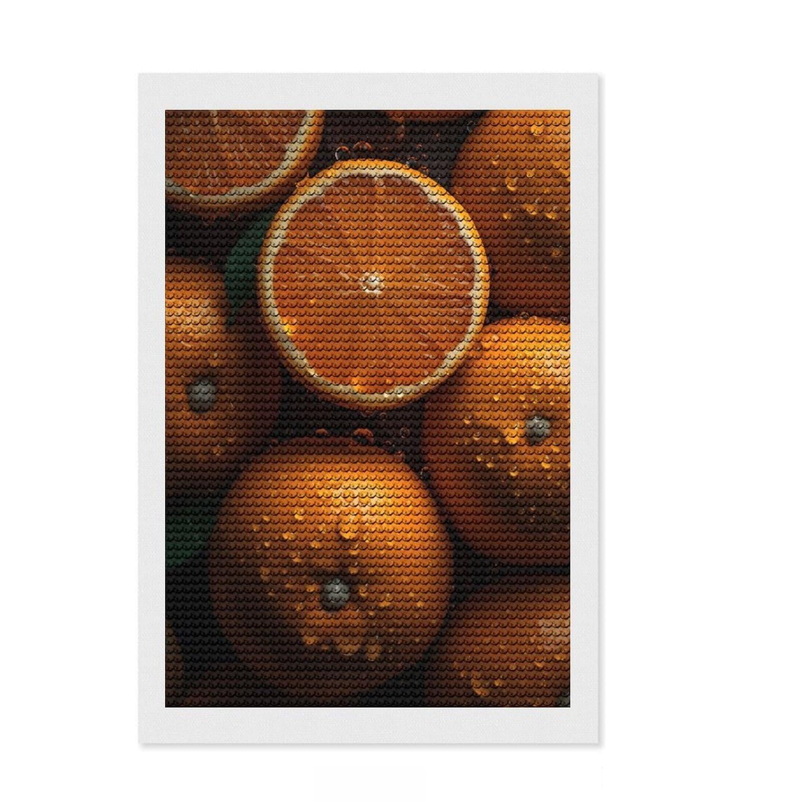 Junmoney Orange Fruit Diamond Art Kit 8"x12", for Creative Relaxation, Easy to Enjoy, Living Room Decor, Gift Idea, Simple to Start