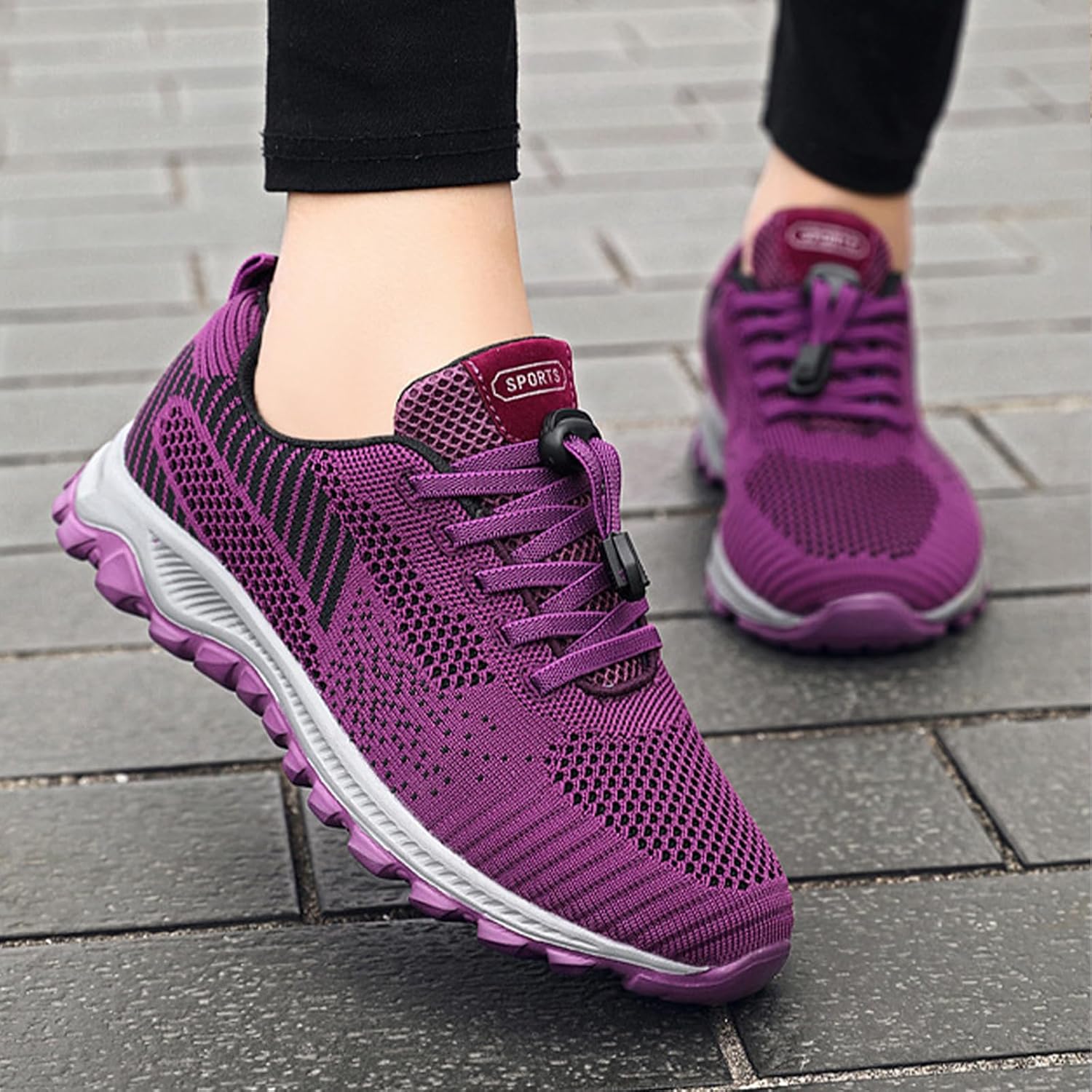 Women's Comfortable Walking Shoes,Breathable Mesh Lace-Up Orthopedic Non-Slip Soft Sole Jogging Casual Fashion Sneakers - Image 4