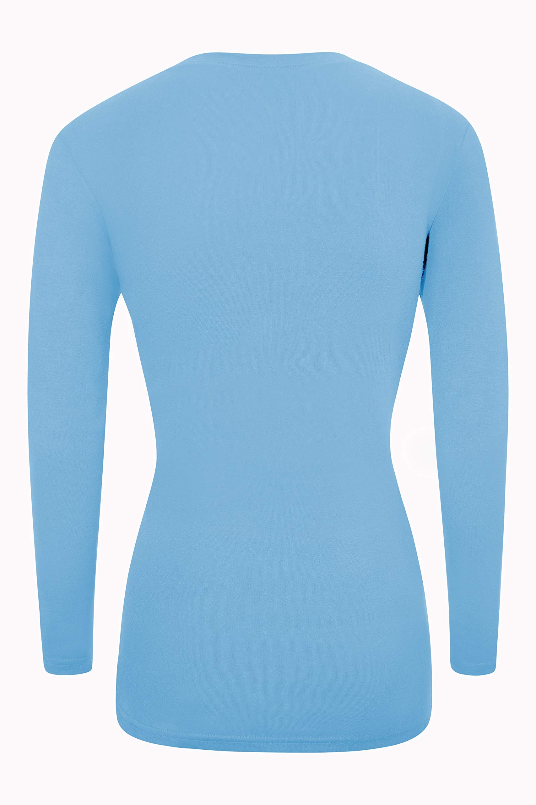 M&M SCRUBS Women's Under Scrub Tee V-Neck Long Sleeve T-Shirt - 2 Pack Water Blue, X-Large