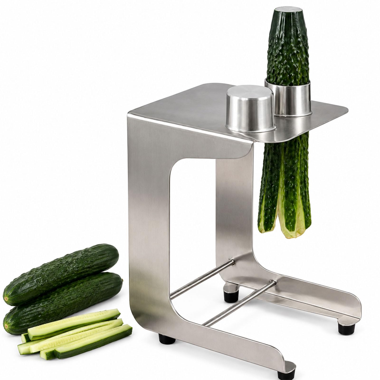 BDJSN Manual Cucumber Cutter, 304 Stainless Steel Vegetable Slicer with 2 Replaceable Blades, Handy Carrot Stick Cutter Tool, 10 Slices/Min, ≤45mm Cutting Diameter, for Salad, Sushi, Cooking