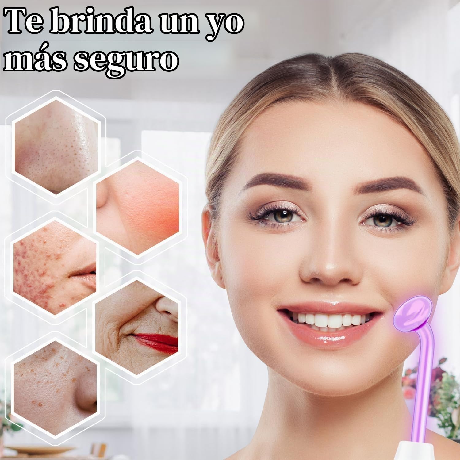 TUMAKOU Alta frecuencia Estetica Facial - 4 en 1 Dispositivo Portátil | de Alta Frecuencia Para El Cuidado de la Cara y la Piel - Masaje Facial - con 4 varitas de Argón