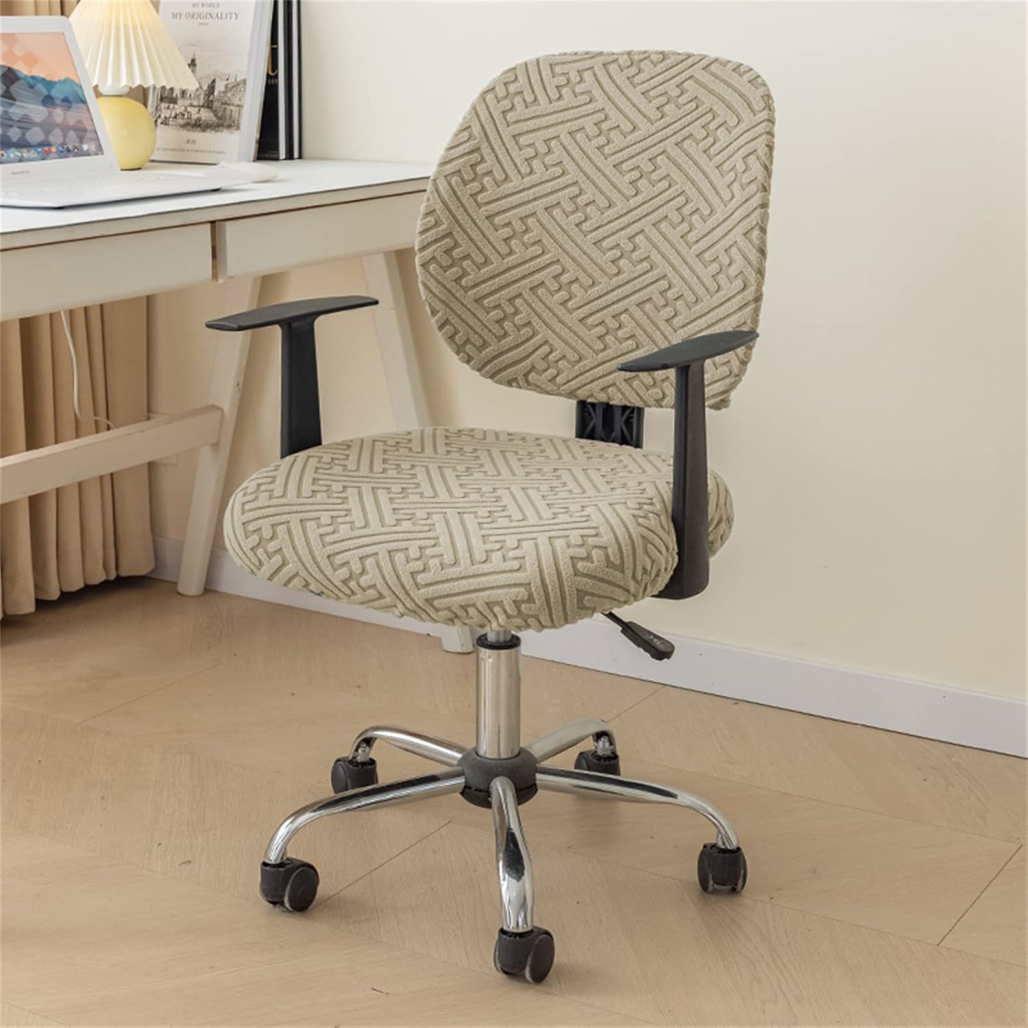 Chair covers with arms Chair Covers Computer Office Chair Cover,Split Stretch Spandex Seat Slipcover,Corn Silk Fabric Removable Washable Rotating Swivel Chair Protective Covers(No Chair) ( Color : Cof