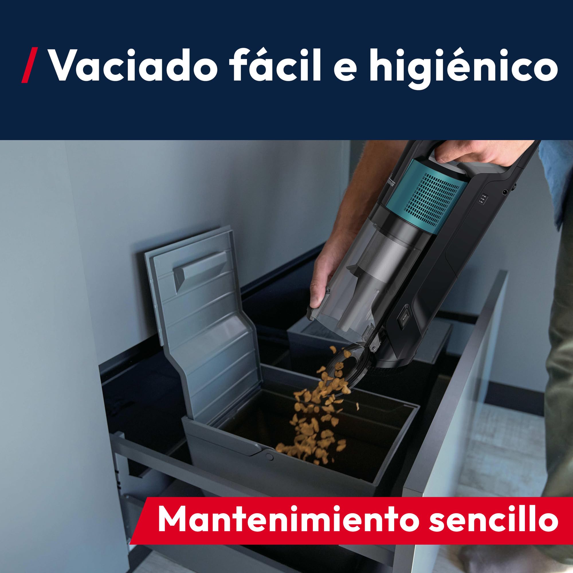 Hoover HF3 Core Aspiradora Sin Cable, 110 AW de Potencia, 60 min de autonomía, tecnología Anti‑Twist, Cepillo multisuelos de Doble Borde, diseño versátil, QuickPark, Formato portátil [HF3CZ10H]