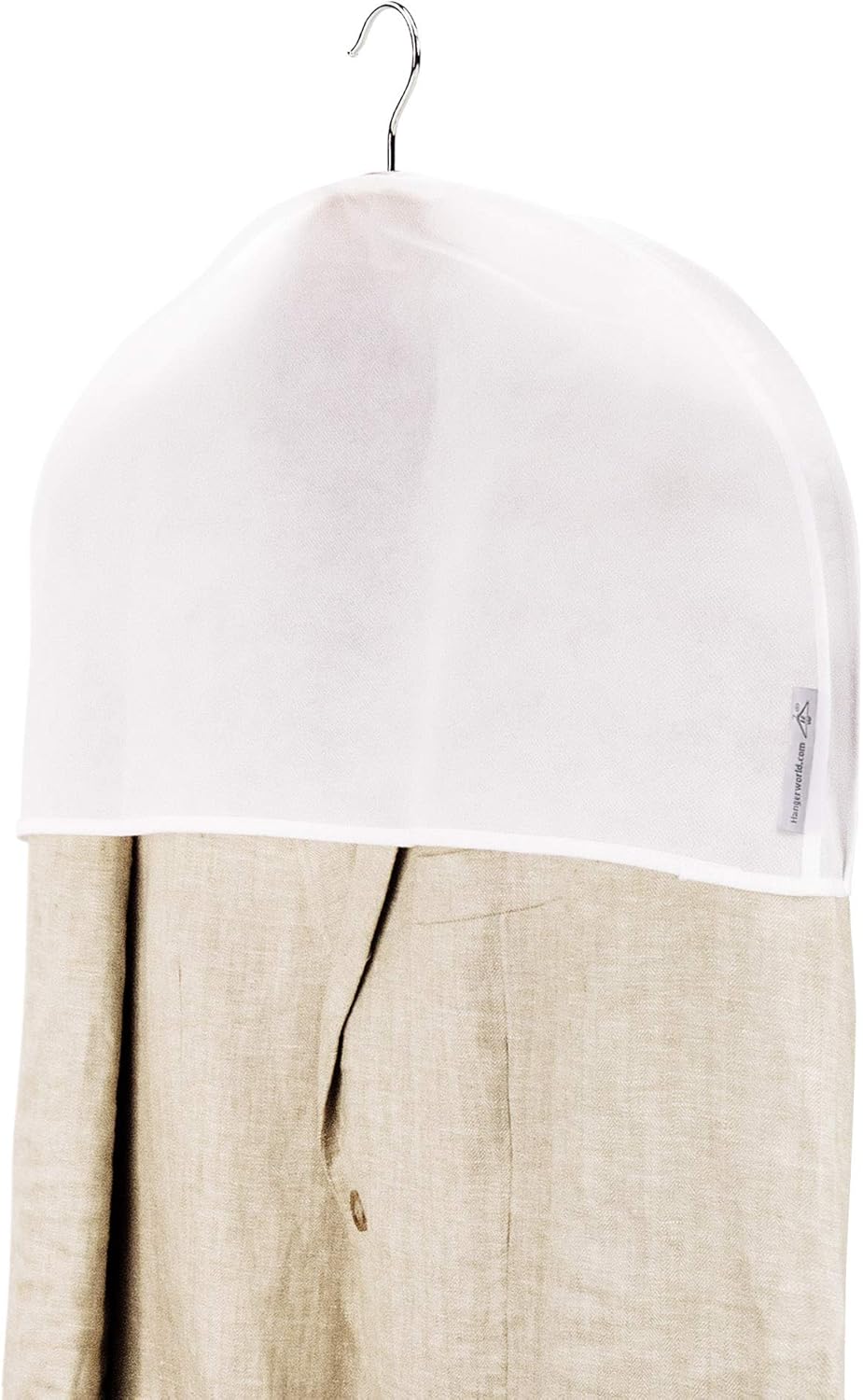 HANGERWORLD Polyurethane Gusseted Shoulder Garment Protector Cover, Zipper, 20 Pack, White