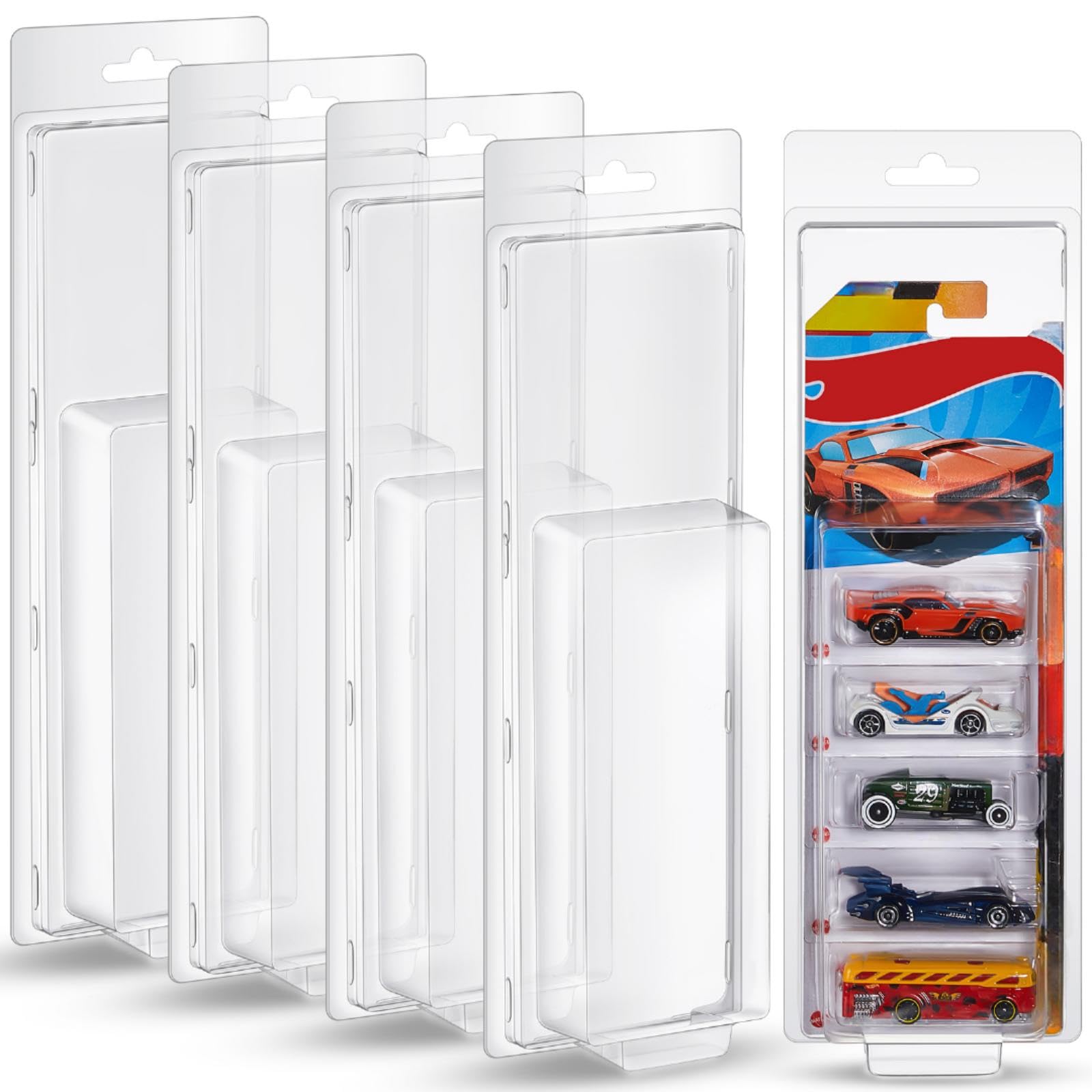 Wesiti 5 Pcs Diecast Blisters 5 Cars Compatible with Hot Wheels Protector Case Clear Storage Case for Mainline