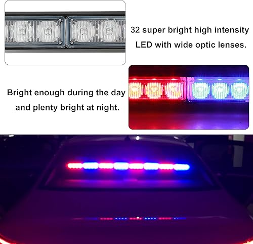 Miniatura 9 de ASPL Barra de luz LED de 36 pulgadas para asesor de tráfico, advertencia, luz estroboscópica de emergencia, intermitente direccional, luces de