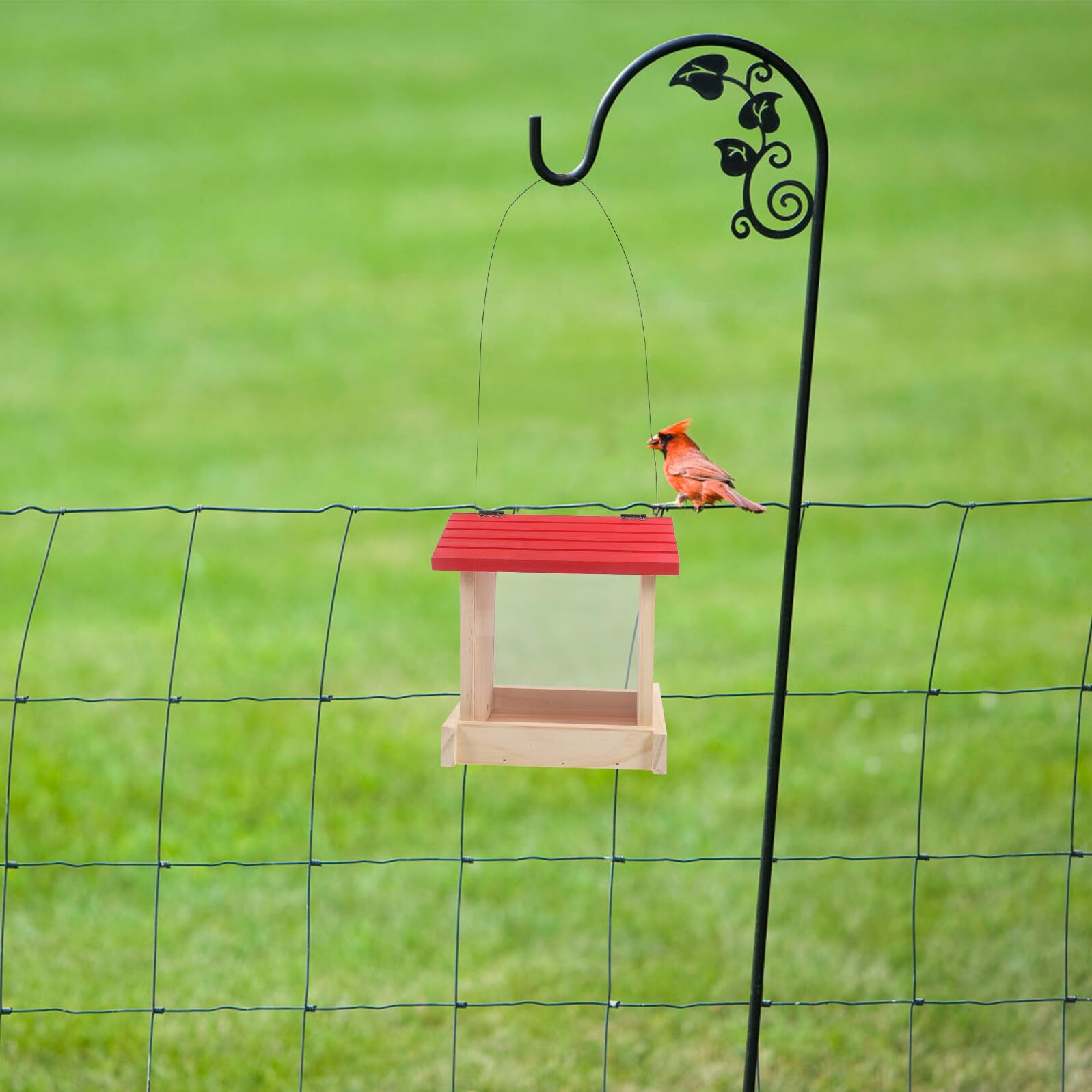 Beaupretty Hängender Vogelfutterspender aus Naturholz Wetterfestes Vogelhaus mit Sitzstangen Futterstelle für Wellensittiche Kanarienvögel und Kolibris Geeignet für Garten und Balkon