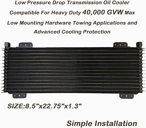 Vista 15 de Enfriador de aceite de transmisión de caída de baja presión 40k aceite de transmisión Cool Compatible para servicio pesado 40,000 GVW Max Low