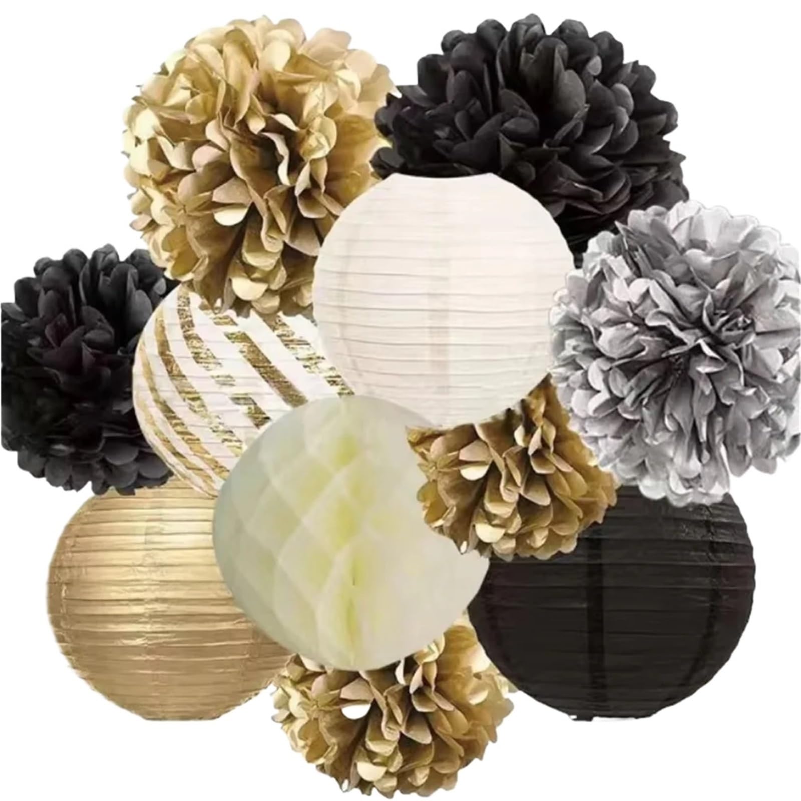 Pompones Decoracion 11 linternas de bolas panal