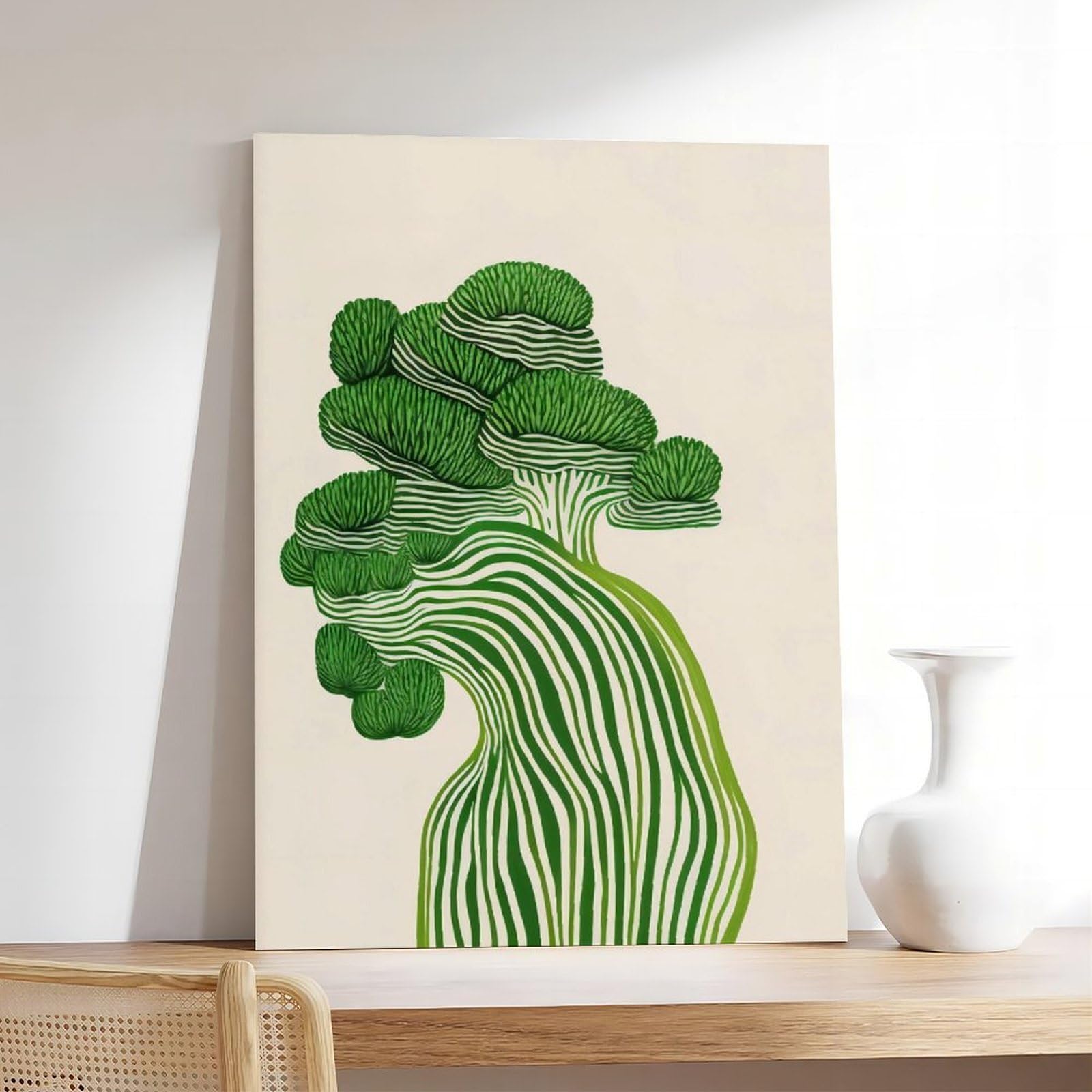 Moderner Brokkoli-Druck, neutral, abstrakt, Leinwandposter, Wandkunstdruck, Bild, Gemälde, 50 x 75 cm